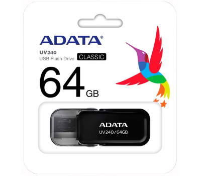 Флеш накопичувач USB 64Gb ADATA UV240, Black, USB 2.0 (AUV240-64G-RBK)