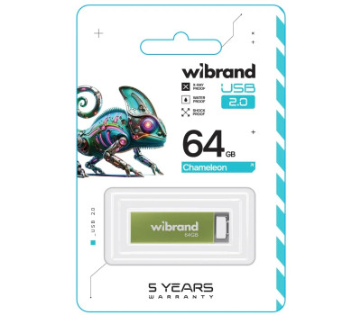 Флеш накопичувач USB 64Gb Wibrand Chameleon, Light Green, USB 2.0 (WI2.0/ CH64U6LG)
