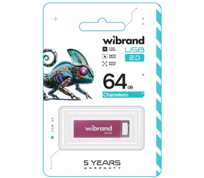 Флеш накопичувач USB 64Gb Wibrand Chameleon, Pink, USB 2.0 (WI2.0/ CH64U6P) Флеш накопичувач USB 64Gb Wibrand Chameleon, Pink, USB 2.0 (WI2.0/ CH64U6P)