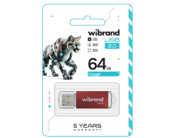 Флеш накопичувач USB 64Gb Wibrand Cougar, Red, USB 2.0 (WI2.0/ CU64P1R)-foto2