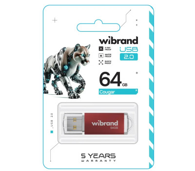 Флеш накопичувач USB 64Gb Wibrand Cougar, Red, USB 2.0 (WI2.0/ CU64P1R) Флеш накопичувач USB 64Gb Wibrand Cougar, Red, USB 2.0 (WI2.0/ CU64P1R)