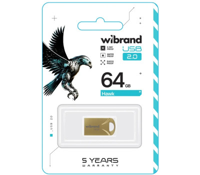 Флеш накопичувач USB 64Gb Wibrand Hawk, Gold, USB 2.0 (WI2.0/ HA64M1G)