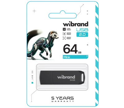 Флеш накопичувач USB 64Gb Wibrand Mink, Black, USB 2.0 (WI2.0/ MI64P4B)