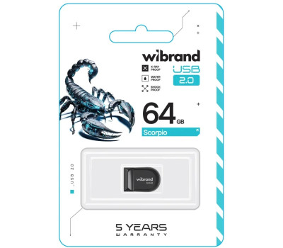 Флеш накопичувач USB 64Gb Wibrand Scorpio, Black, USB 2.0 (WI2.0/ SC64M3B) Флеш накопичувач USB 64Gb Wibrand Scorpio, Black, USB 2.0 (WI2.0/ SC64M3B)