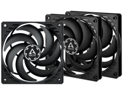 Вентилятор 120 мм, Arctic P12 Slim PWM PST, Black, 3 шт, 120х120х15 мм, PWM, (ACFAN00275A)
