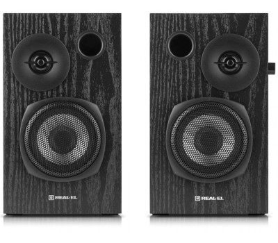 Колонки 2.0 REAL-EL S-235 Black, 2 x 9 Вт, МДФ, живлення від 220V, керування збоку Колонки 2.0 REAL-EL S-235 Black, 2 x 9 Вт, МДФ, живлення від 220V, керування збоку