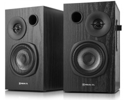 Колонки 2.0 REAL-EL S-235 Black, 2 x 9 Вт, МДФ, живлення від 220V, керування збоку Колонки 2.0 REAL-EL S-235 Black, 2 x 9 Вт, МДФ, живлення від 220V, керування збоку