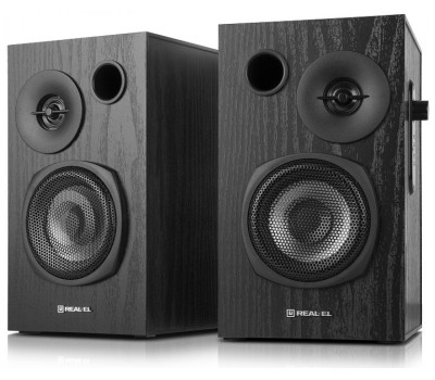 Колонки 2.0 REAL-EL S-235 Black, 2 x 9 Вт, МДФ, живлення від 220V, керування збоку Колонки 2.0 REAL-EL S-235 Black, 2 x 9 Вт, МДФ, живлення від 220V, керування збоку