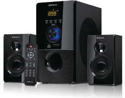 Колонки 2.1 REAL-EL M-555 Black, сателіти 2 x 12.5 Вт, сабвуфер 30 Вт, МДФ, Bluetooth, FM-тюнер, USB Колонки 2.1 REAL-EL M-555 Black, сателіти 2 x 12.5 Вт, сабвуфер 30 Вт, МДФ, Bluetooth, FM-тюнер, USB