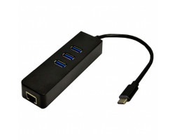 Мережевий адаптер USB Dynamode USB-C 3.1 RJ-45 + 3-Port Black, 13 см (USB3.1-TYPEC-RJ45-HUB3)-foto3