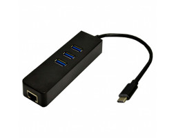 Мережевий адаптер USB Dynamode USB-C 3.1 RJ-45 + 3-Port Black, 13 см (USB3.1-TYPEC-RJ45-HUB3)-foto3
