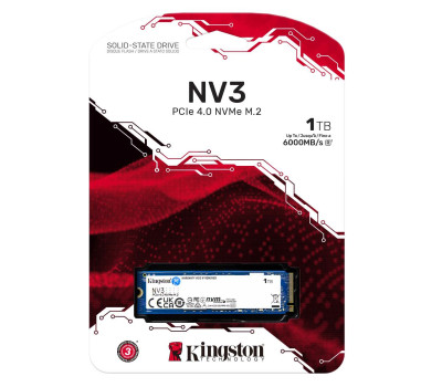 Твердотільний накопичувач SSD 1Tb, Kingston NV3, PCI-E 4.0 x4, M.2 2280, 3D TLC, (SNV3S/ 1000G) Твердотільний накопичувач SSD 1Tb, Kingston NV3, PCI-E 4.0 x4, M.2 2280, 3D TLC, (SNV3S/ 1000G)