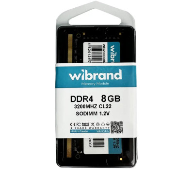 SO-DIMM DDR4 8Gb, 3200 MHz, Wibrand, 1.2V, CL22 (WI3200DDR4S/ 8GB)