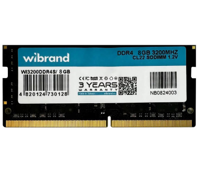 SO-DIMM DDR4 8Gb, 3200 MHz, Wibrand, 1.2V, CL22 (WI3200DDR4S/ 8GB)