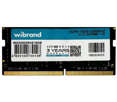 SO-DIMM DDR4 16Gb, 3200 MHz, Wibrand, 1.2V, CL22 (WI3200DDR4S/ 16GB) SO-DIMM DDR4 16Gb, 3200 MHz, Wibrand, 1.2V, CL22 (WI3200DDR4S/ 16GB)