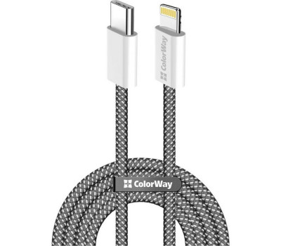 Кабель USB Type-C - Lightning 1.0 м ColorWay, Black, 27 Вт, Braided Nylon (CW-CBPDCL061-BK) Кабель USB Type-C - Lightning 1.0 м ColorWay, Black, 27 Вт, Braided Nylon (CW-CBPDCL061-BK)