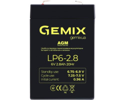 Батарея для ДБЖ 6В 2.8Ач Gemix LP6-2.8, AGM, 67х35х100 мм-foto2
