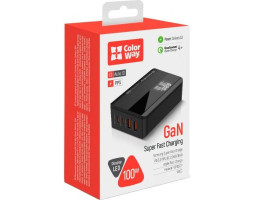 Сетевое зарядное устройство ColorWay Power Delivery GaN, Black, 100 Вт, 2xType-C (CW-CHS041PD-BK)