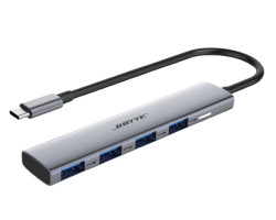 Концентратор USB Type-C Boyye FrimeCom UC-403A Boyye Grey, Type-C -> 4xUSB3.0, 5Гб/ сек