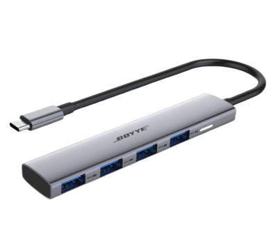 Концентратор USB Type-C Boyye FrimeCom UC-403A Boyye Grey, Type-C -> 4xUSB3.0, 5Гб/ сек