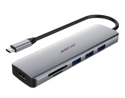 Концентратор USB Type-C Boyye FrimeCom UC-602 Grey, Type-C -> 3xUSB3.0, HDMI (4K/ 30Гц), TF2.0, SD2.0