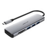 Концентратор USB Type-C Boyye FrimeCom UC-602 Grey, Type-C -> 3xUSB3.0, HDMI (4K/ 30Гц), TF2.0, SD2.0