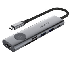 Концентратор USB Type-C Boyye FrimeCom UC-721 Grey, Type-C -> 2xUSB3.0, HDMI, TF2.0, SD2.0, PD
