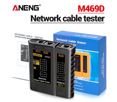 Тестер кабельный для RJ45/ RJ11, M469D, Black, питание Крона (в комлекте не идет)