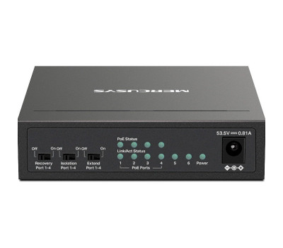 Комутатор Mercusys MS106LP, Black, LAN 10/ 100/ 1000Mb, 4 порти PoE+