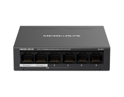 Комутатор Mercusys MS106LP, Black, LAN 10/ 100/ 1000Mb, 4 порти PoE+