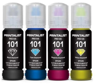 Комплект чорнил Printalist 101 для Epson L4150/ L4160/ L4167/ L6160/ L6170/ L6190, Black /  Cyan /  Magenta