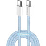 Кабель USB  - 1.0m Type-C/ Type-C (папа-папа) ColorWay Blue, 60 Вт, Braided Nylon (CW-CBPDCC061-BL)