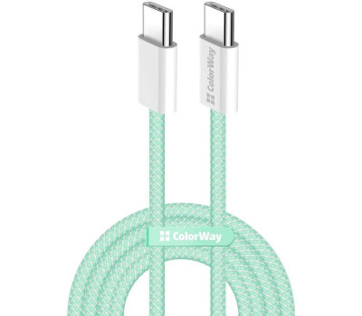 Кабель USB - 1.0m Type-C/ Type-C (папа-папа) ColorWay Green, 60 Вт, Braided Nylon (CW-CBPDCC061-G) Кабель USB - 1.0m Type-C/ Type-C (папа-папа) ColorWay Green, 60 Вт, Braided Nylon (CW-CBPDCC061-G)