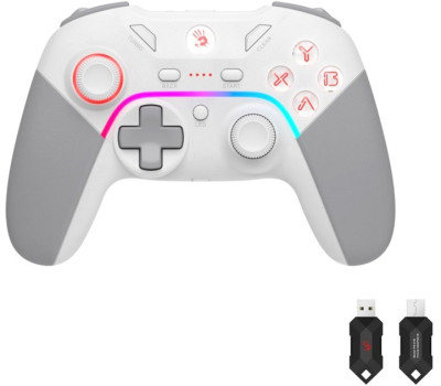 Геймпад Bloody GPW70, White/ Grey, бездротовий (USB 2.4GHz), для ПК /  PS3 /  Switch /  Android