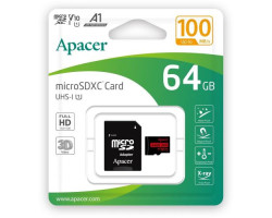 Карта пам`яті microSDXC, 64Gb, Apacer R100, Class10 UHS-I U1 V10 A1, SD адаптер, (AP64GMCSX10UB-R)-foto2