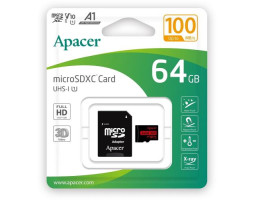 Карта пам`яті microSDXC, 64Gb, Apacer R100, Class10 UHS-I U1 V10 A1, SD адаптер, (AP64GMCSX10UB-R)-foto2