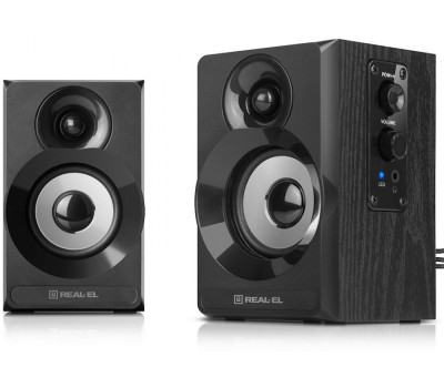 Колонки 2.0 REAL-EL S-217 Black, 2 x 6 Вт, МДФ, живлення від мережі 220V