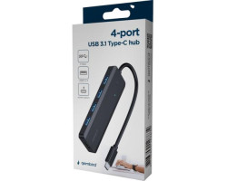 Концентратор Type-C Gembird UHB-CM-U3P4P-01, Black, 4 порти USB 3.1,USB-C, USB-C PD, пластик-foto2