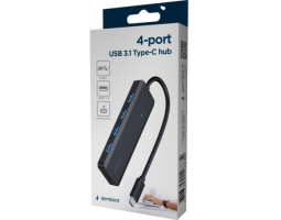 Концентратор Type-C Gembird UHB-CM-U3P4P-01, Black, 4 порти USB 3.1,USB-C, USB-C PD, пластик-foto2