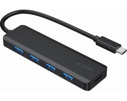 Концентратор Type-C Gembird UHB-CM-U3P4P-01, Black, 4 порти USB 3.1,USB-C, USB-C PD, пластик
