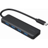 Концентратор Type-C Gembird UHB-CM-U3P4P-01, Black, 4 порти USB 3.1,USB-C, USB-C PD, пластик