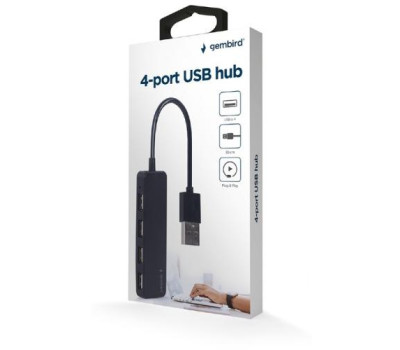 Концентратор USB 2.0 Gembird UHB-U2P4-06, 4 порти USB 2.0, пластик, чорний
