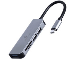 Концентратор USB 3.0 Type-С Cablexpert UHB-CM-CRU3P1U2P2-01, 4 порти, 1 х USB 3.1 Gen1 (5 Gbps), 2 х