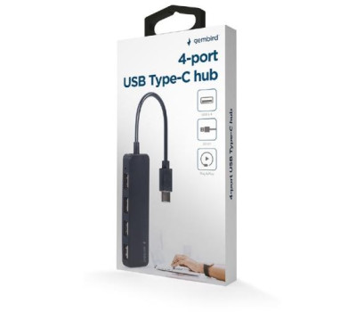 Концентратор USB 3.0 Type-С Gembird UHB-CM-U2P4-01, 4 порти USB 2.0, пластик, чорний