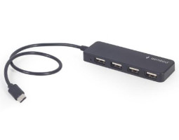 Концентратор USB 3.0 Type-С Gembird UHB-CM-U2P4-01, 4 порти USB 2.0, пластик, чорний