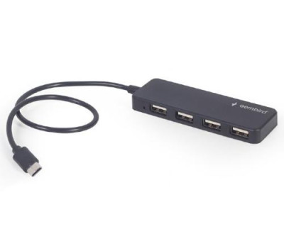 Концентратор USB 3.0 Type-С Gembird UHB-CM-U2P4-01, 4 порти USB 2.0, пластик, чорний