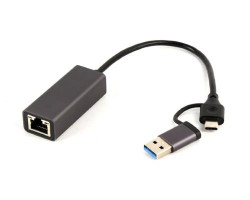 Мережевий адаптер USB 3.1 /  Type-C - Ethernet, 10/ 1000 Мбіт/ с, Grey, Cablexpert (A-USB3AC-LAN-01)-foto2
