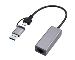 Мережевий адаптер USB 3.1 /  Type-C - Ethernet, 10/ 1000 Мбіт/ с, Grey, Cablexpert (A-USB3AC-LAN-01)