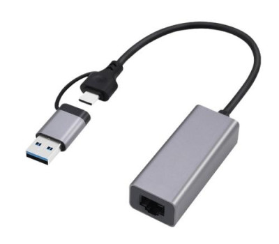 Мережевий адаптер USB 3.1 / Type-C - Ethernet, 10/ 1000 Мбіт/ с, Grey, Cablexpert (A-USB3AC-LAN-01) Мережевий адаптер USB 3.1 / Type-C - Ethernet, 10/ 1000 Мбіт/ с, Grey, Cablexpert (A-USB3AC-LAN-01)