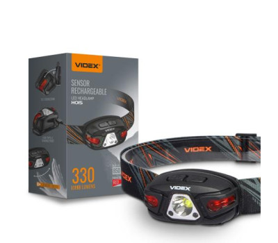 Ліхтар налобний Videx H015, Black, 330 лм, 5000K, до 85 м, 5 режимів роботи, світлодіод CREE XTE 5W,